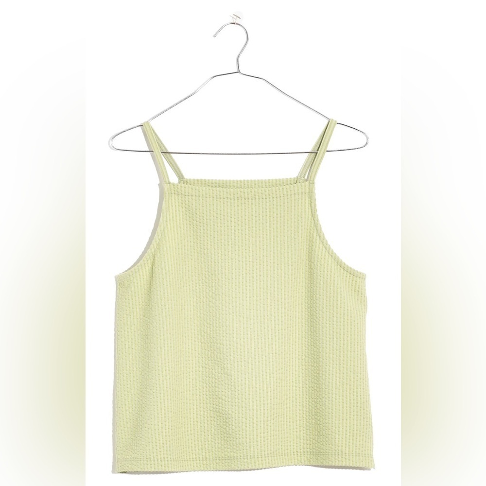 Madewell Sunfaded Lime Sleeveless Textural Seersucker Apron Tank Top NWT - Picture 5 of 9